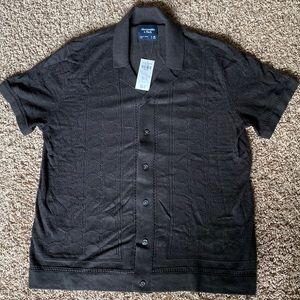 Abercrombie Textural Button-Through Sweater Polo